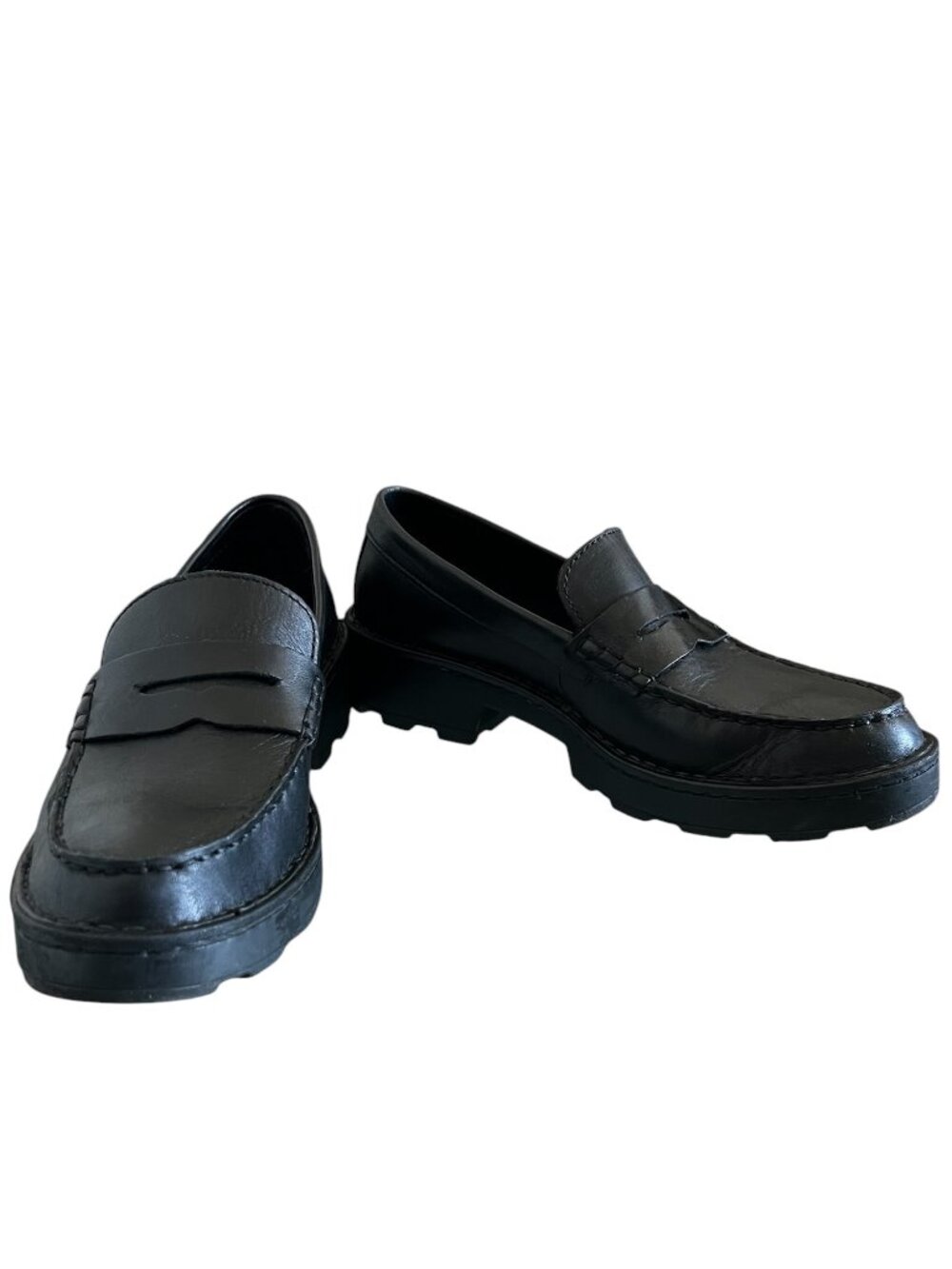 Born Carrera Leather Lug Sole Platform Penny Loafers In Black Size 8 - Picture 8 of 12